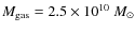 $M_{\rm gas} = 2.5 \times 10^{10}~M_\odot$