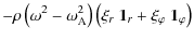 $\displaystyle - \rho \left(\omega^2 - \omega_{\rm A}^2\right) \left(\xi_r \; \vec{1}_r + \xi_{\varphi}
\; \vec{1}_{\varphi}\right )$