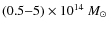 $(0.5{-}5)\times 10^{14}~M_{\odot}$