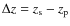 $\Delta z = z_{\rm s} - z_{\rm p}$