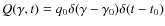 $Q(\gamma, t) = q_0 \delta(\gamma - \gamma _0) \delta(t - t_0)$