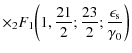$\displaystyle \times {_2}F_1\biggl(1, \frac{21}{2}; \frac{23}{2}; \frac{\epsilon_{\rm s}}{\gamma_0}\biggr)$