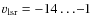 $v_{\rm lsr}=-14 \ldots \mbox{--1}$