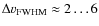 $\Delta v_{\rm FWHM}\approx2 \ldots 6$