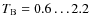$T_{\rm B}= 0.6 \ldots 2.2$
