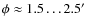 $\phi \approx
1.5\ldots2.5\hbox{$^\prime$ }$