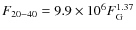 $F_{20-40}=9.9\times 10^6 F^{1.37}_{\rm G}$