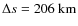 $\Delta s = 206~{\rm km}$