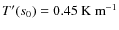 $T'(s_0) = 0.45~{\rm K~m^{-1}}$