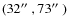 $(32\hbox{$^{\prime\prime}$ },73\hbox{$^{\prime\prime}$ })$