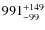 $\rm 991_{-99}^{+149}$