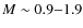 $M\sim 0.9{-}1.9$
