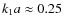 $k_1 a \approx0.25$