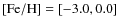 $\rm [Fe/H]=[-3.0,0.0]$