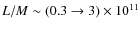 $L/M\sim (0.3\to 3)\times 10^{11}$