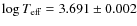 $\ensuremath{\log T_{\rm eff}} = 3.691 \pm 0.002$
