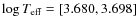 $\ensuremath{\log T_{\rm eff}} =
[3.680,3.698]$