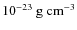 $10^{-23}~{\rm g}~{\rm cm}^{-3}$