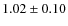 $ 1.02\pm0.10$