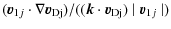 $\displaystyle ({\vec v}_{1j}\cdot \nabla {\vec v}_{\rm {D}j})/
(({\vec k}\cdot{\vec v}_{\rm {D}j}) \mid {\vec v}_{1j} \mid)$