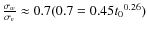 $\frac {\sigma_w} {\sigma_v}\approx 0.7 (0.7=0.45{t_0}^{0.26})$