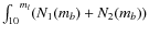 ${\int_{10}}^{m_l}(N_1(m_b)+N_2(m_b))$