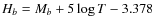 $H_b=M_b+5\log{T}-3.378$
