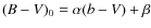 $(B-V)_0=\alpha(b-V)+\beta$