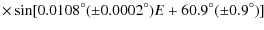 $\displaystyle \times\sin[0.0108^{\circ}(\pm0.0002^{\circ})E+60.9^{\circ}(\pm0.9^{\circ})]$