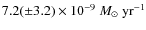 $7.2(\pm3.2)\times10^{-9}~M_{\odot}~\rm yr^{-1}$