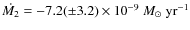 $\dot{M_{2}}=-7.2(\pm3.2)\times10^{-9}~M_{\odot}~\rm yr^{-1}$