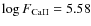 $\log F_{\rm Ca II}=5.58$