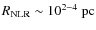 $R_{\rm NLR} \sim 10^{2-4}~{\rm pc}$
