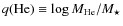 $q({\rm He})\equiv \log M_{\rm He}/M_{\star}$