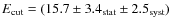 $E_{\rm {cut}} = (15.7 \pm 3.4_{{\rm stat}} \pm 2.5_{{\rm syst}})$