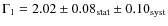 $\Gamma_1 = 2.02 \pm 0.08_{{\rm stat}} \pm 0.10_{{\rm syst}}$