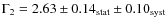 $\Gamma_2 = 2.63 \pm 0.14_{{\rm stat}} \pm 0.10_{{\rm syst}}$