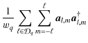 $\displaystyle \frac{1}{w_q} \sum_{\ell \in \ensuremath{\mathcal{D}_q} } \sum_{m=-\ell}^\ell \vec{a}_{l,m} \vec{a}_{l,m}^\dag $
