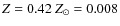 $Z = 0.42~Z_{\odot} = 0.008$
