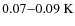 $\rm0.07{-}0.09~K$