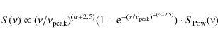 \begin{displaymath}S(\nu)\propto(\nu/\nu_{\rm peak})^{(\alpha+2.5)}
(1- {\rm e}^{-(\nu/\nu_{\rm peak})^{-(\alpha+2.5)}})\cdot S_{\rm Pow}(\nu)
\end{displaymath}