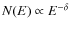 $N(E)\propto E^{-\delta}$
