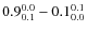 $ 0.9_{\rm0.1}^{ 0.0}- 0.1_{\rm0.0}^{ 0.1}$
