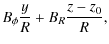 $\displaystyle B_\phi\frac{y}{R} + B_R\frac{z-z_0}{R},$
