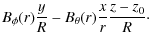 $\displaystyle B_\phi(r)\frac{y}{R} - B_\theta(r)\frac{x}{r}\frac{z-z_0}{R}\cdot$