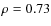 $\rho=0.73$