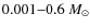 $0.001{-}0.6~{M}_{\odot}$