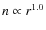 $n \propto r^{1.0}$