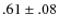 $.61\pm.08$