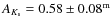 $A_{K_{\rm s}} = 0.58 \pm0.08^{\rm m}$